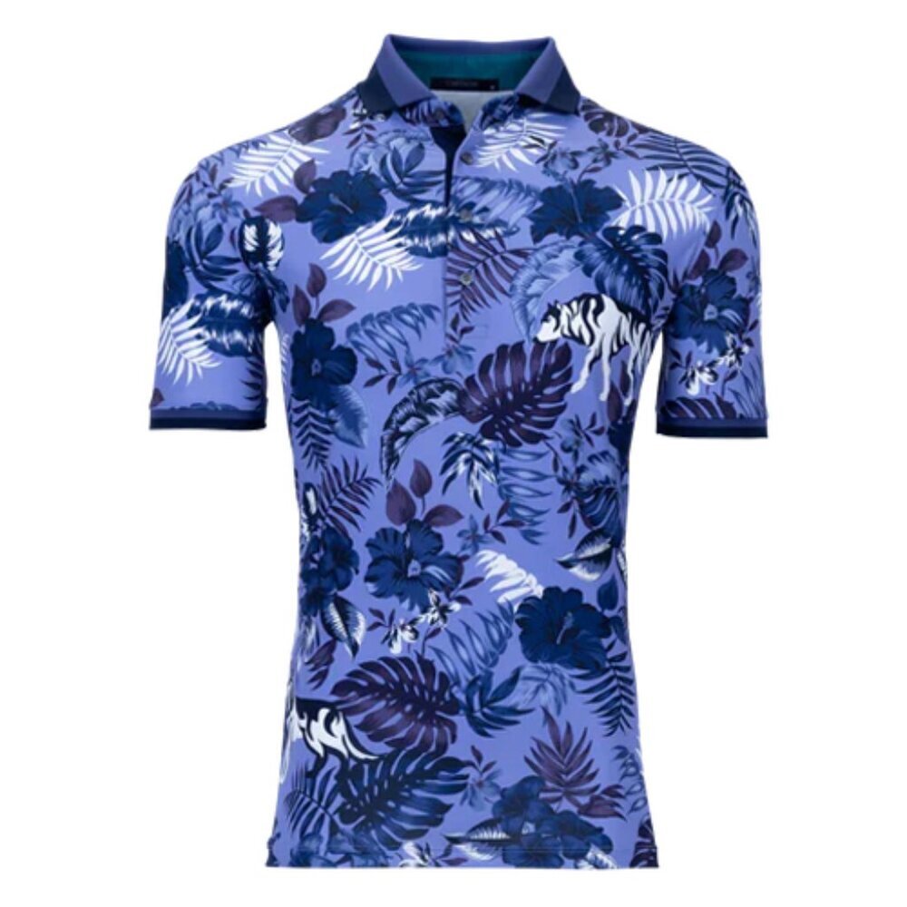 NWT Greyson Men's Floral Wolf Print Jungle Golf Polo Shirt XL